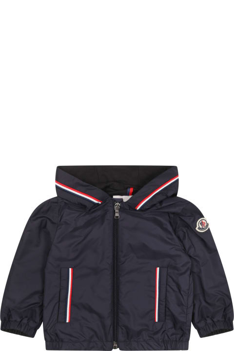 Moncler Coats & Jackets for Baby Boys Moncler Blue Hooded Jacket For Baby Boy