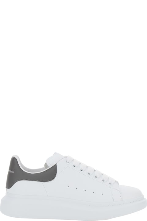 Sneakers Sale for Men Alexander McQueen White Oversize Sneakers With Flat Laces And Contrasting Heel With Logo Lettering In Leather Man
