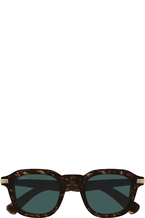 Cartier Eyewear Eyewear for Men Cartier Eyewear Cartier Ct0536s Première De Cartier 002 Havana Green Sunglasses