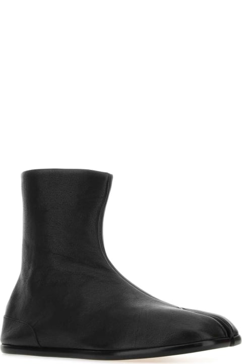 Maison Margiela Boots for Men Maison Margiela Black Leather Tabi Ankle Boots