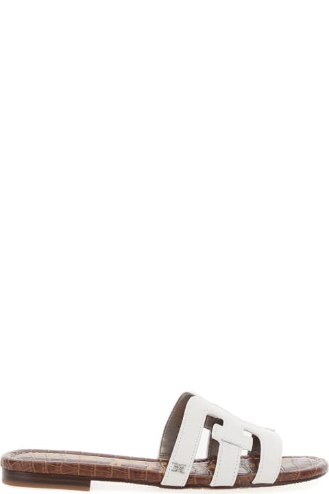 ウィメンズ Sam Edelmanのサンダル Sam Edelman 'bay Slide' White Slip-on Sandals With Logo Detail In Leather Woman