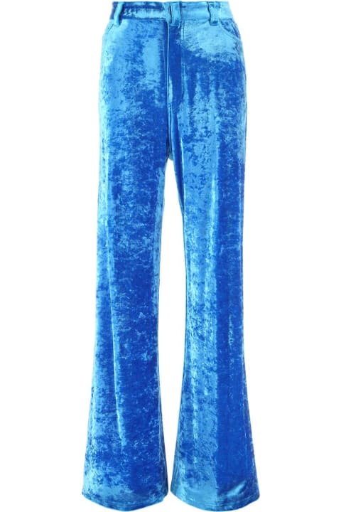 Balenciaga Pants & Shorts for Women Balenciaga Light-blue Velvet Wide-leg Pant