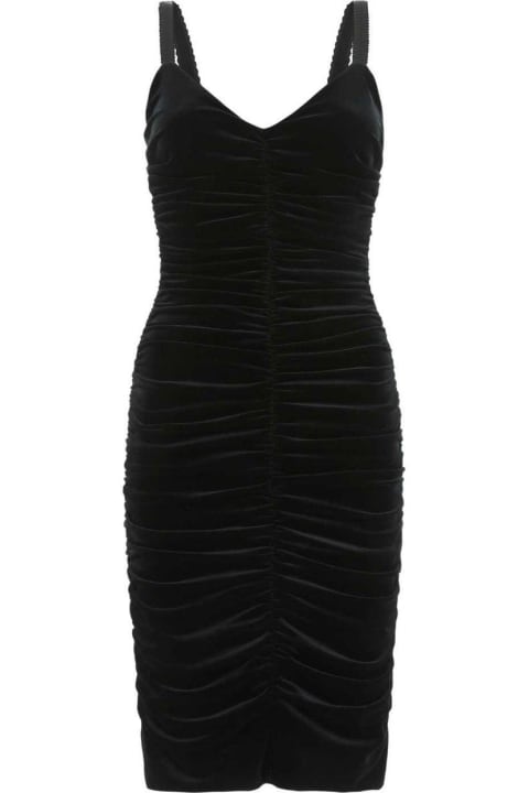 Fashion for Women Dolce & Gabbana Velvet-effect V-neck Mini Dress
