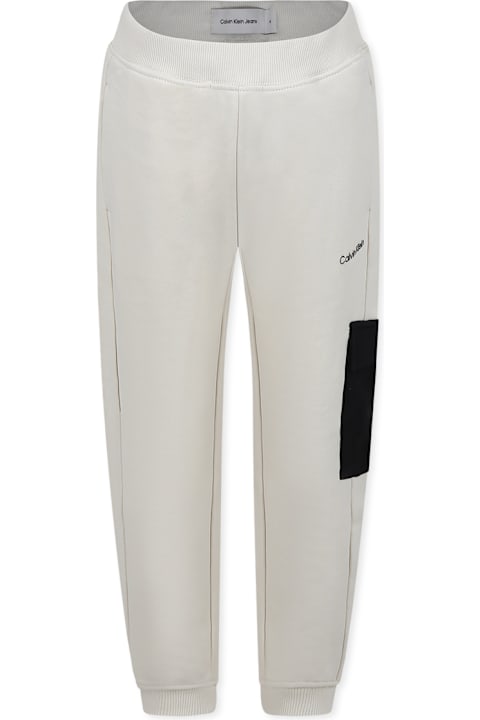 Calvin Klein ملابس تحتية لـ أولاد Calvin Klein Ivory Trousers For Boy With Logo