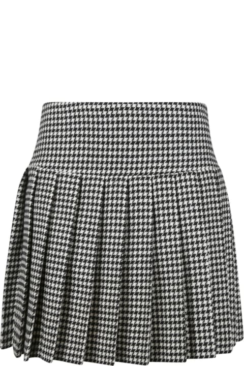 Houndstooth Pleated Short Skirt