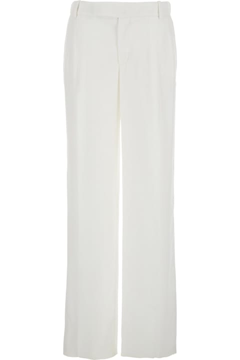 Federica Tosi لـ Women Federica Tosi White Palazzo Pants With Pences On The Front In Viscose Woman