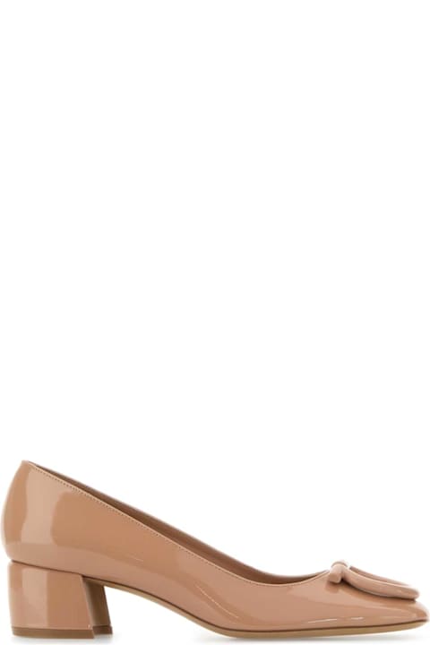 Ferragamo Skin Pink Leather Mara 40 Pumps