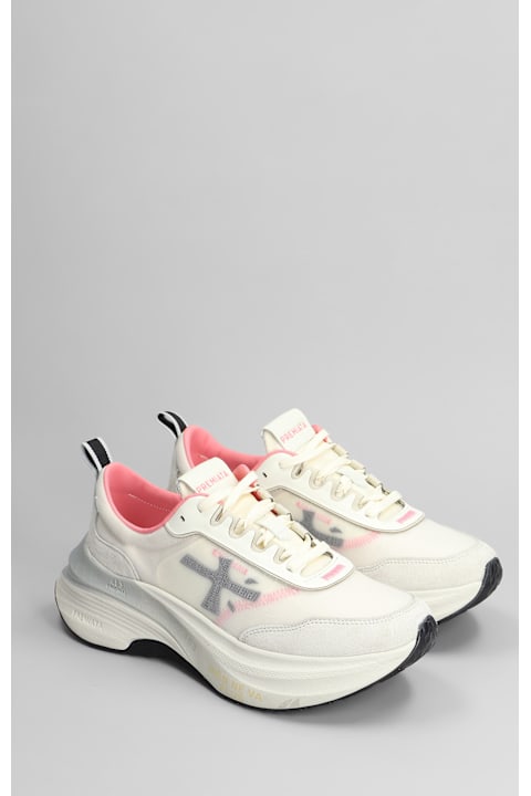 Premiata for Women Premiata Hill Sneakers In Beige Suede And Fabric