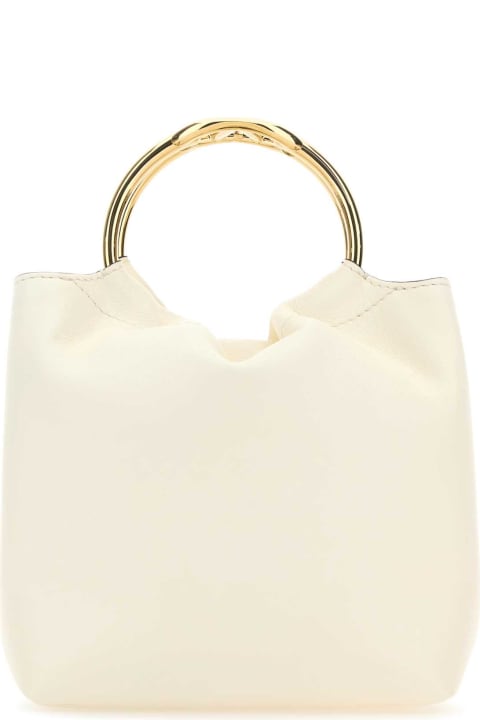 Valentino Garavani Shoulder Bags for Women Valentino Garavani Ivory Leather Bucket Bag