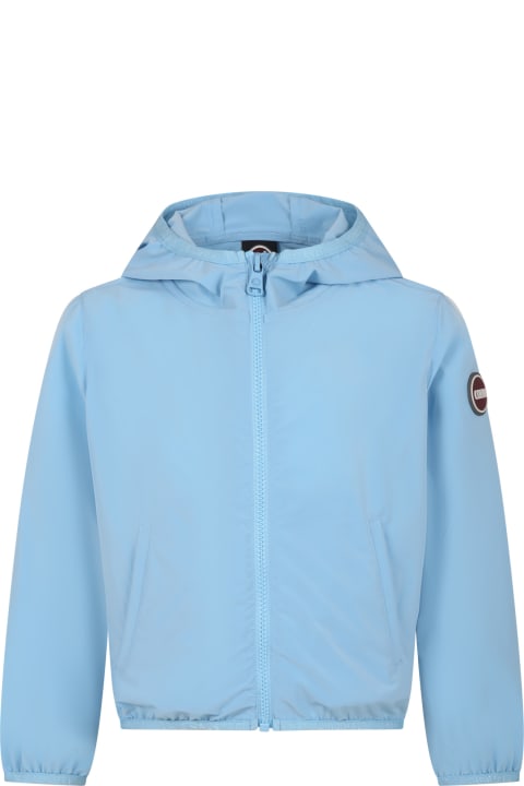 Coats & Jackets for Boys Colmar Light Bue Windbreaker For Boy With Logo