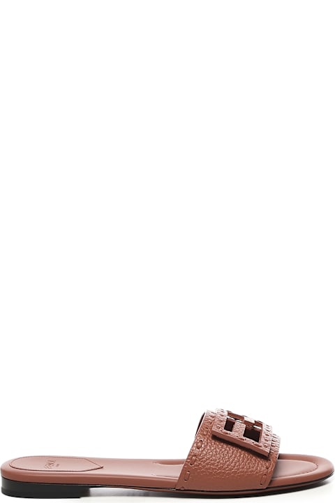 Fendi Baguette Leather Slides