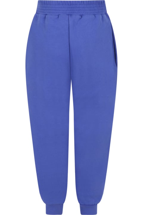 Blue Sweatpants For Kids With Black Logo
