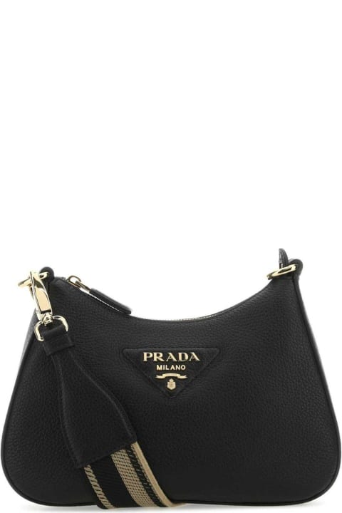 Prada for Women Prada Logo Plaque Zipped Crossbody Bag