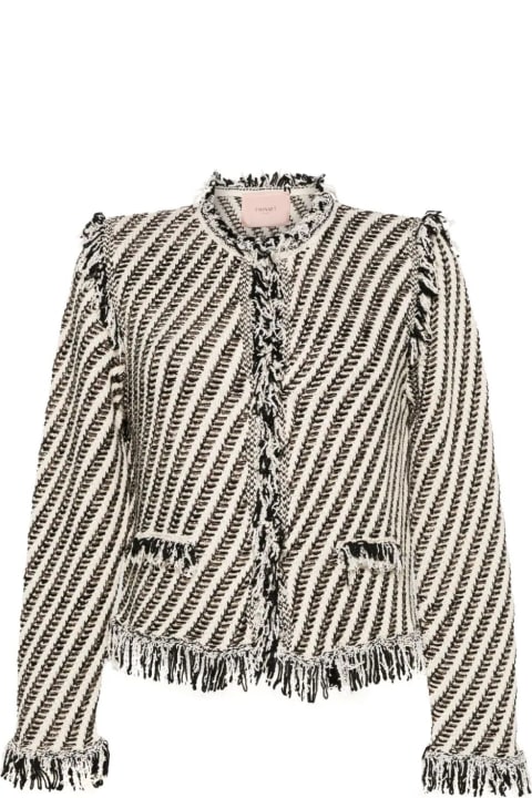 TwinSet Sweaters for Women TwinSet Striped Jacket With Fringes