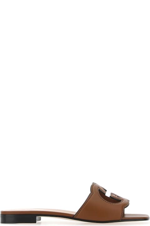 Gucci Brown Leather Slippers