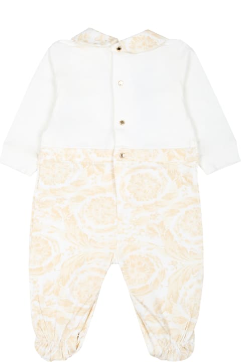 Bodysuits & Sets for Baby Girls Versace Beige Babygrow For Babykids With Barocco Print