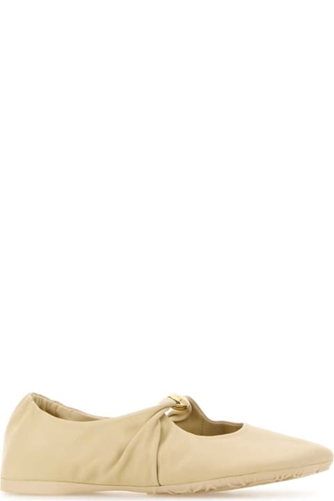 Loewe Cream Nappa Leather Pebble Ballerinas