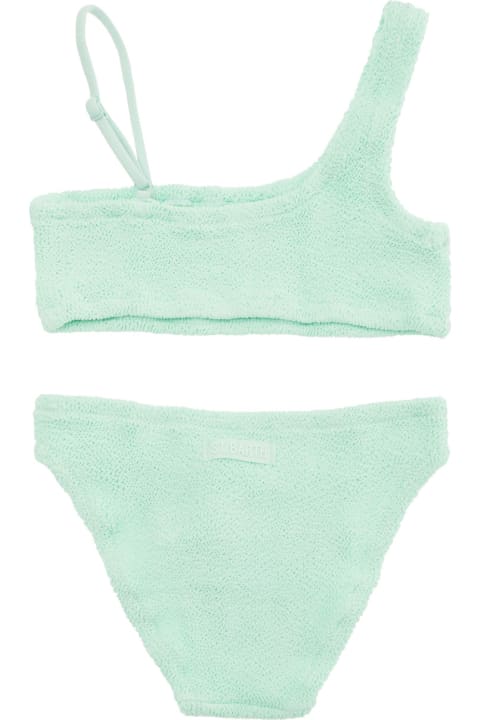 キッズ新着アイテム MC2 Saint Barth Aqua Green One-shoulder Two Piece Bikini In Stretch Polyamide Girl