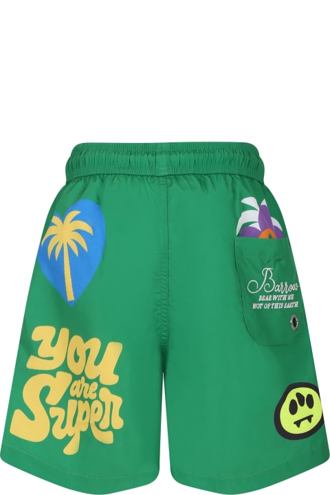 Barrow Swimwear for Boys Barrow Green Swim Shorts For Boy With Smiley And Logo