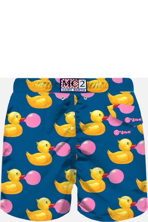 Swimwear for Men MC2 Saint Barth Man Light Fabric Swim Shorts With Ducky And Big Babol Print | Big Babol® Special Edition