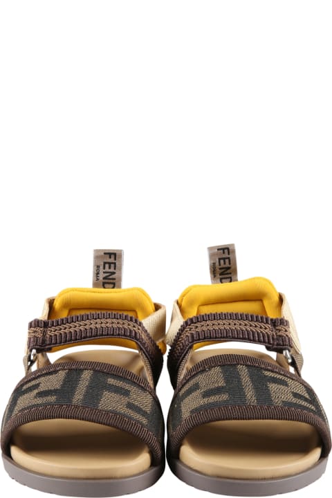 Fendi for Kids Fendi Brown Sandals For Kids With Ff