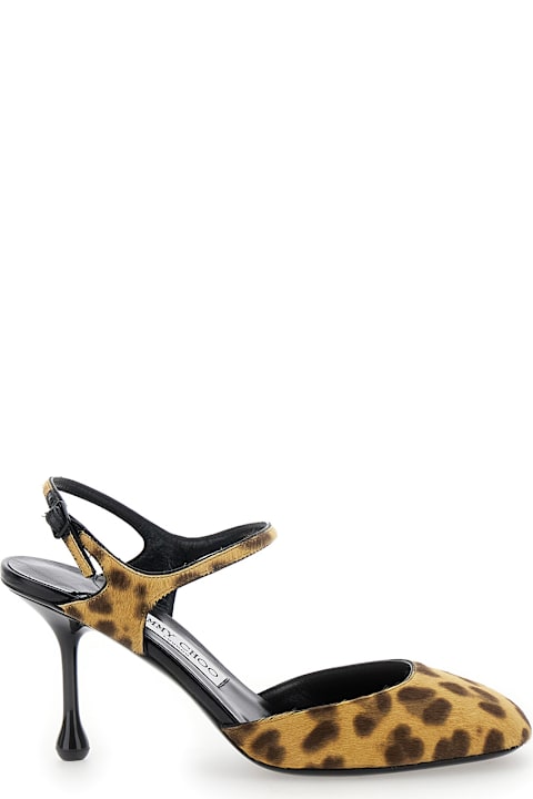 Homeware Jimmy Choo 'pixie' Brown Pumps With High Sculpted Heel And All-over Leopard Print In Tech Fabric Woman