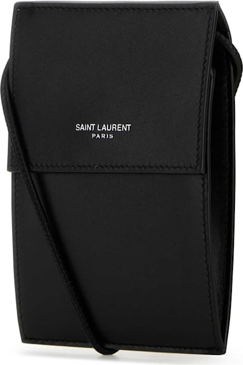 Saint Laurent Shoulder Bags for Men Saint Laurent Black Leather Pouch