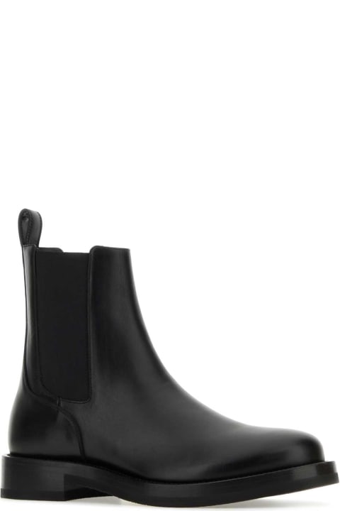 Boots for Men Valentino Garavani Black Leather Rockstud Ankle Boots