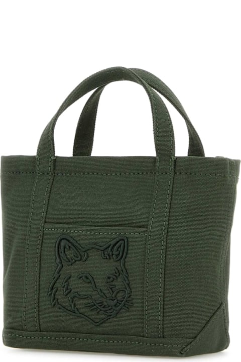 Maison Kitsuné لـ Women Maison Kitsuné Dark Green Canvas Mini Handbag