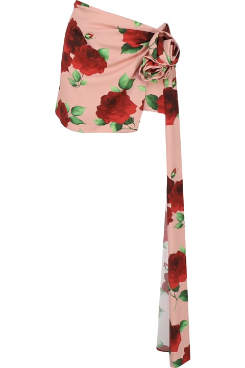 Skirts for Women Magda Butrym Draped Sash Mini Skirt In Blush Floral Print