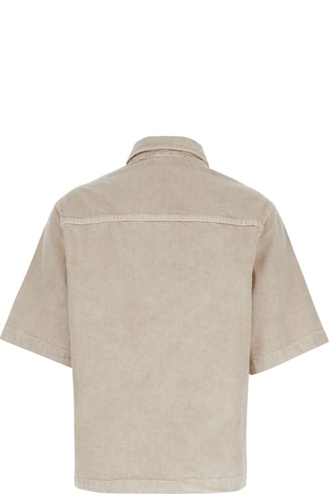 Homeware Haikure 'olive' Beige Shirt With Classic Collar In Cotton And Linen Blend Woman