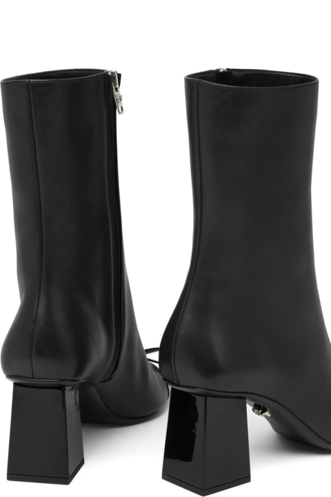 Versace Boots for Women Versace Black Leather Ankle Boots