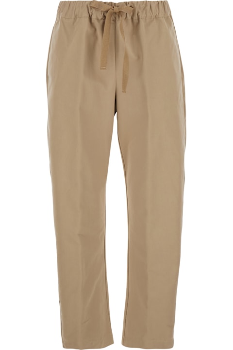 أدوات منزلية SEMICOUTURE 'buddy' Beige Pants With Drawstring Waist In Cotton Women