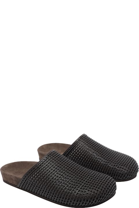 Brunello Cucinelli Leathers Sandals With Precious Net