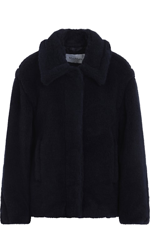 Max Mara for Men Max Mara Fuggito Short Blue Teddy Coat