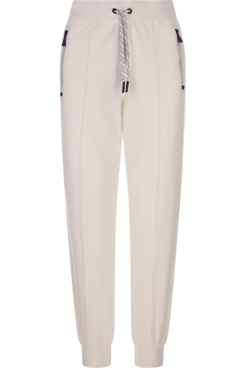 Fleeces & Tracksuits for Women Moncler Grenoble White Joggers With Contrast Drawstring