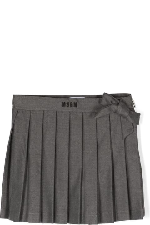 Bottoms for Boys MSGM Grey Pleated Mini Skirt With Logo