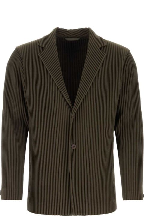 Homme Plissé Issey Miyake Clothing for Men Homme Plissé Issey Miyake Single Breasted Tailored Pleats Jacket