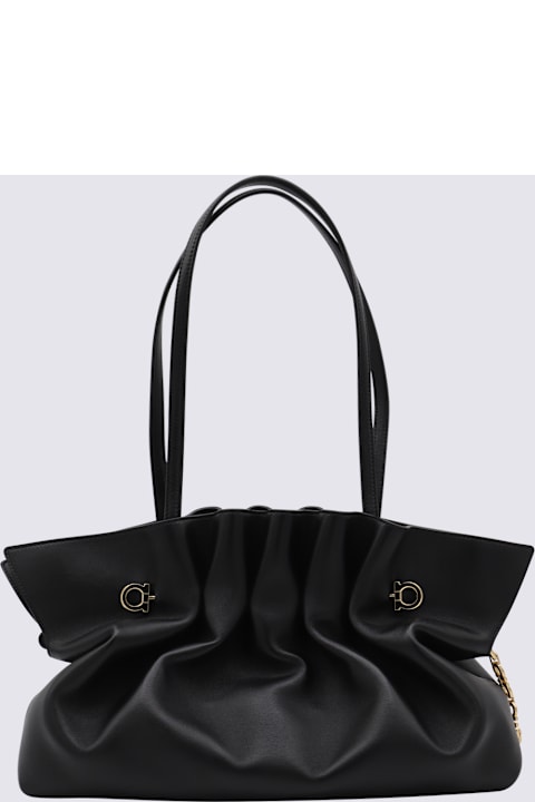 Ferragamo for Women Ferragamo Black Leather Piercing Top Handle Bag