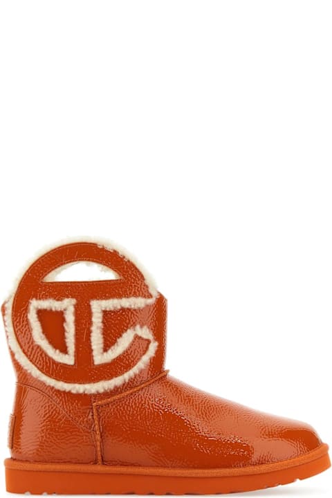 Homeware UGG Orange Leather X Telfar Logo Mini Crinkle Ankle Boots