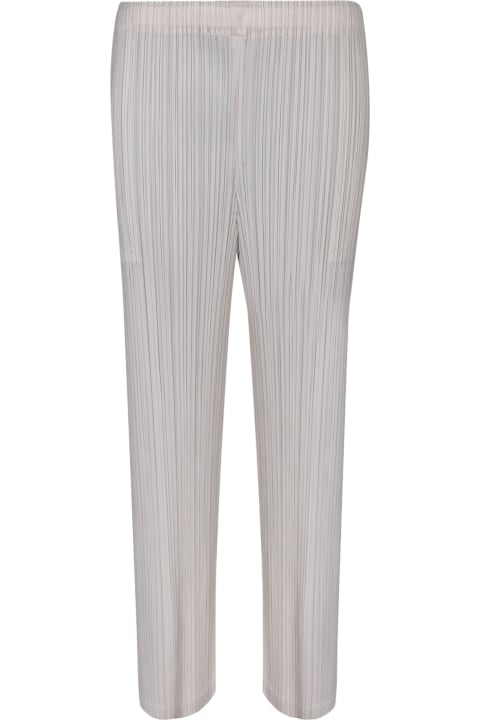 Issey Miyake Pants & Shorts for Women Issey Miyake Pleats Please Ivory Straight Trousers