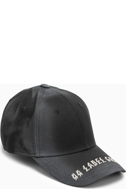 44 Label Group for Men 44 Label Group Black Visor Hat With Logo Embroidery