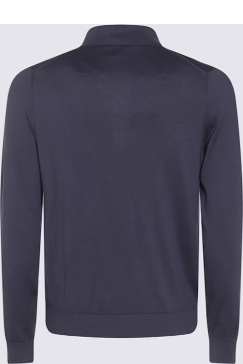 Malo سترات لـ القسم الرجالي Malo Blue Cotton Knitwear