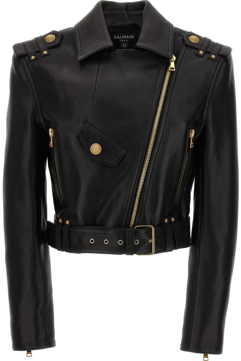 Balmain Clothing for Women Balmain Black Lambskin Jacket