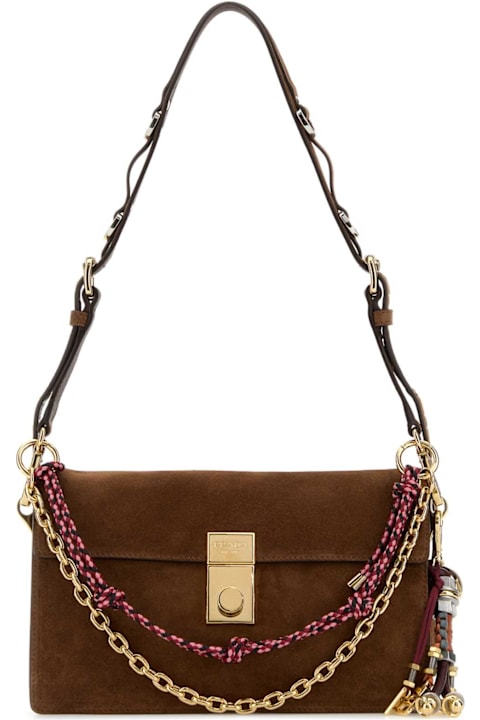 Homeware Prada Brown Suede Small Prada Soft Sound Shoulder Bag