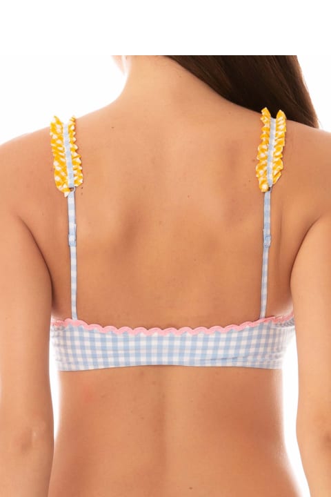Homeware MC2 Saint Barth Woman Bralette Swimsuit With Gingham Print