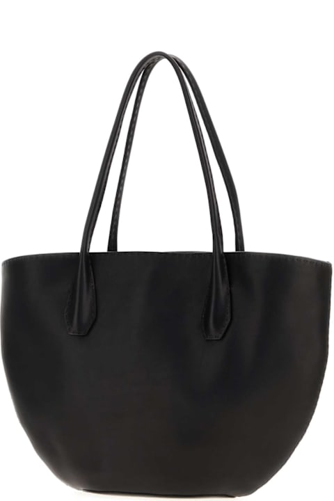 The Row for Kids The Row Black Leather Alger Shopping Bag