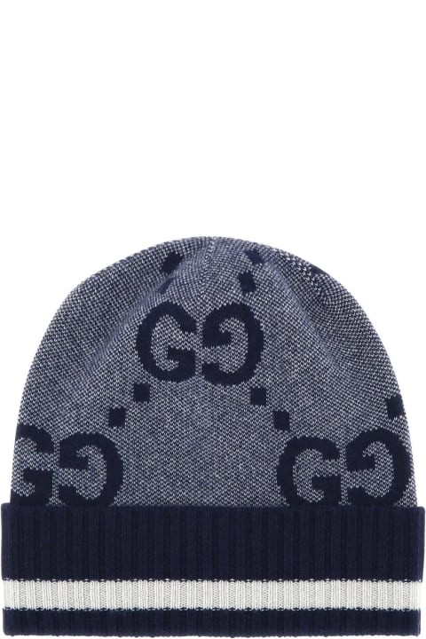 メンズ Gucciの帽子 Gucci Embroidered Cashmere Beanie Hat