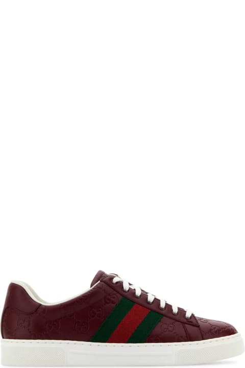 Gucci Sneakers for Men Gucci Burgundy Leather Ace Sneakers