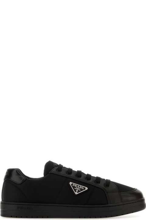 Shoes for Men Prada Black Re-nylon And Nappa Leather Downtown Sneakers